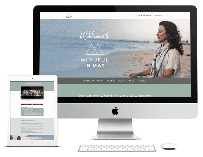 Mindful In May website mockup on Macbook and iPad