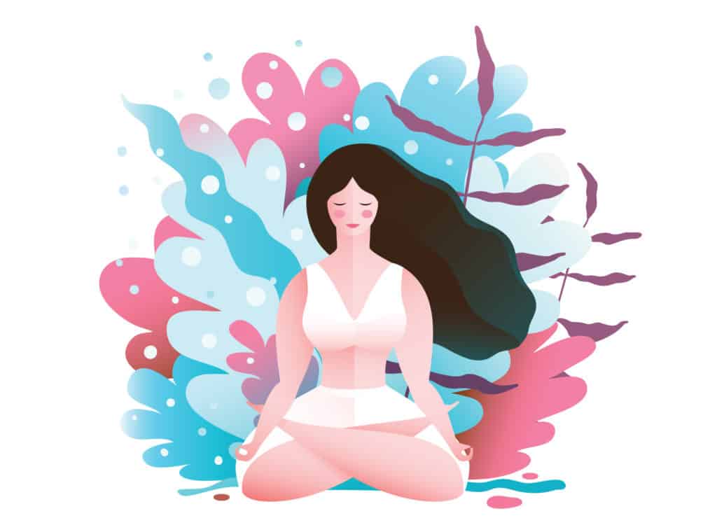 12 ways to show love to yourself today: A woman meditates in lotus position. 